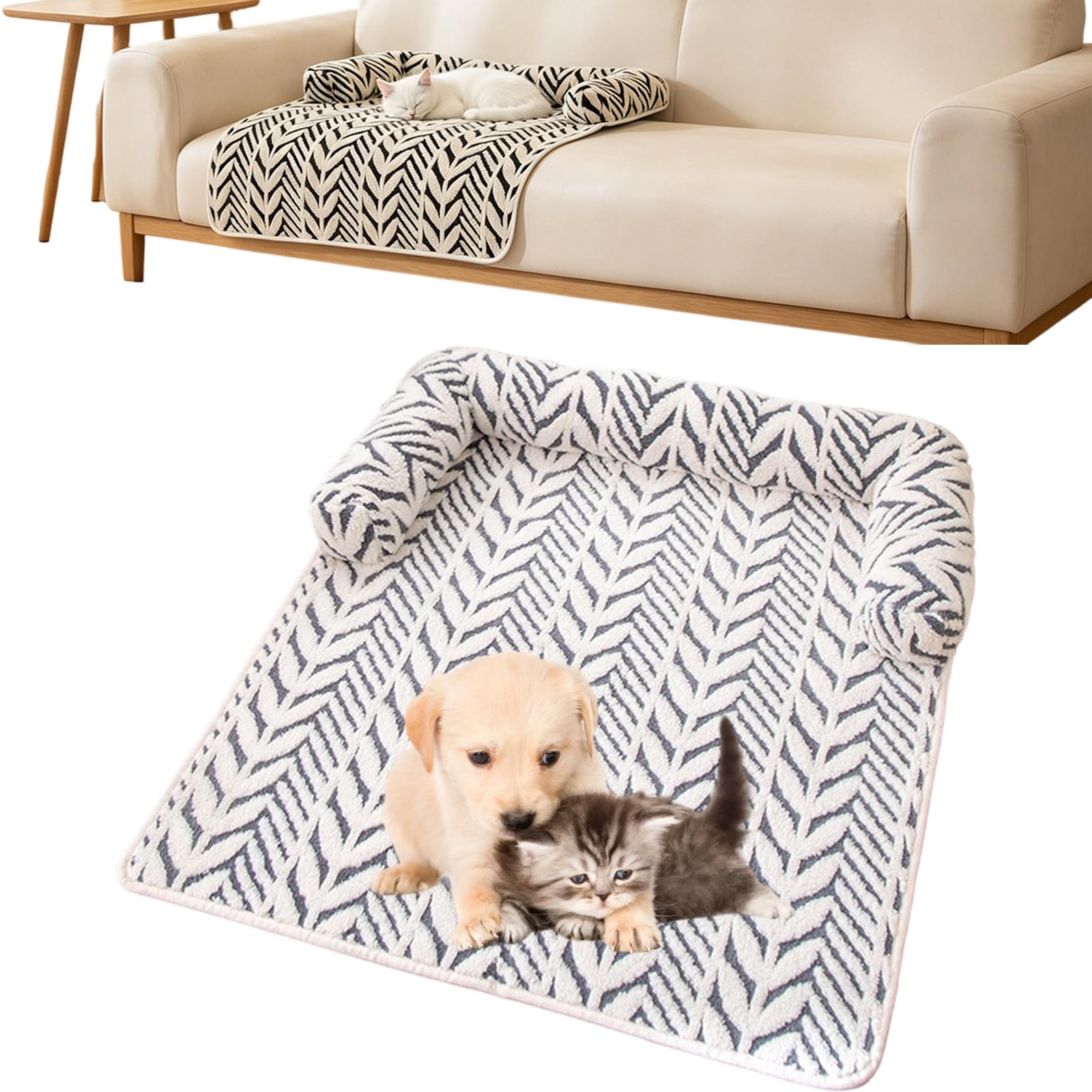 HIDRUO Plush Cat Mat for Sofa, Cat Couch Bed, Dog Sofa Bed，Grey：60cm*80cm