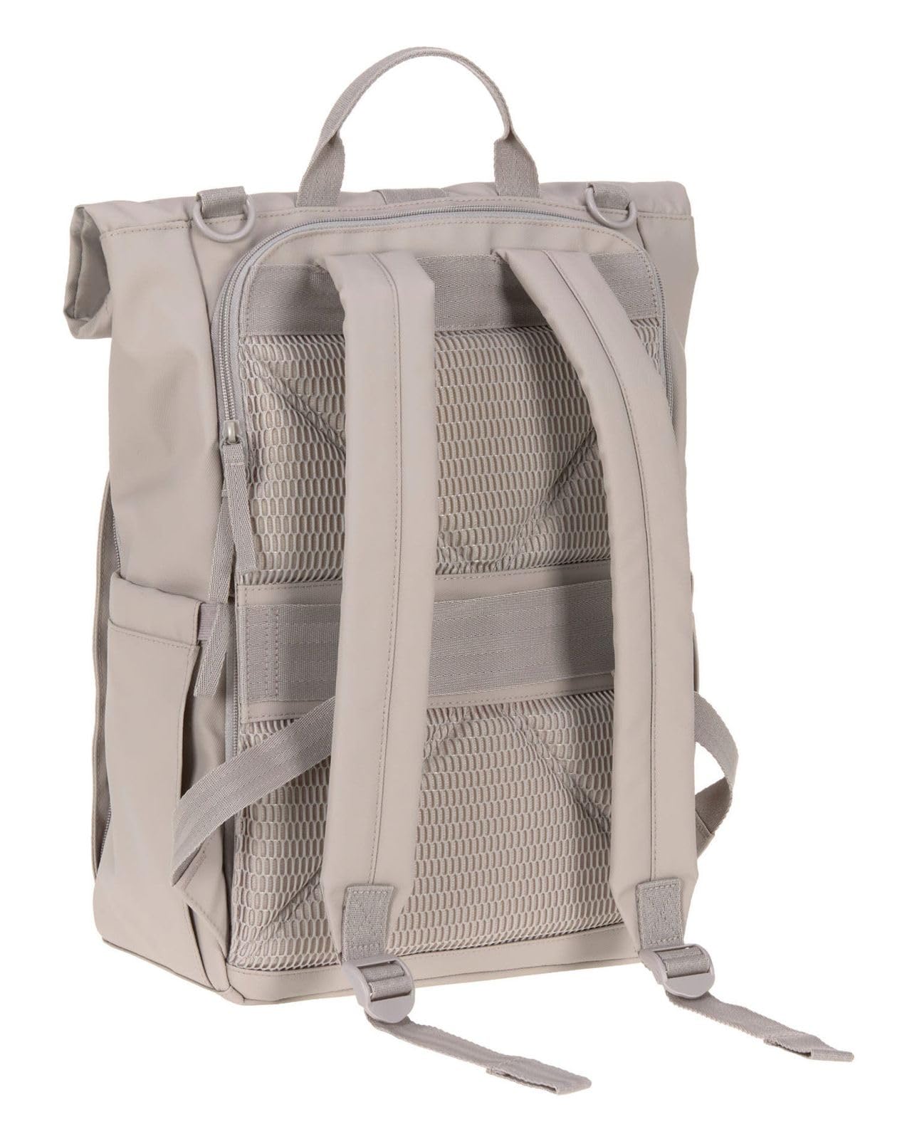 LÄSSIG Baby Wickelrucksack Wickeltasche Rucksack mit Wickelunterlage, Kinderwagenbefestigung, Flaschenhalter nachhaltig produziert/GRE Rolltop Up Backpack