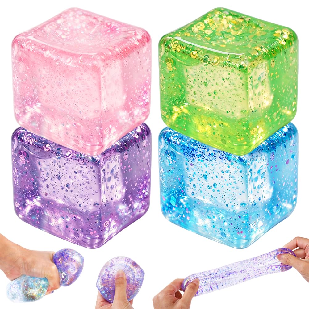 HATFRYF Squishy Toys, Ice Cube Squishy Set, Cute Stress Relief Sensory Play Fidget, Stress Balls For Boys Girls, Soft Squeeze Fidget Toys, Birthday Gift for Anxiety Relief ﻿