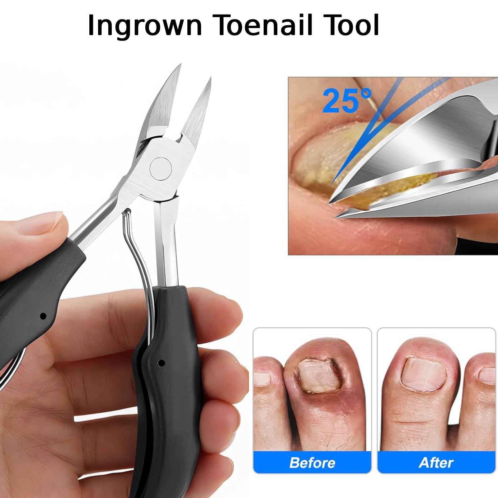 Pince à Ongles, Professionnels Coupe-Ongles pour Ongles Mains, Coupe Ongle en Acier Inoxydable à Poignée Anti-Dérapante pour Ongles de Pieds Épais et Lncarnés, Lame Courbée Tranchante
