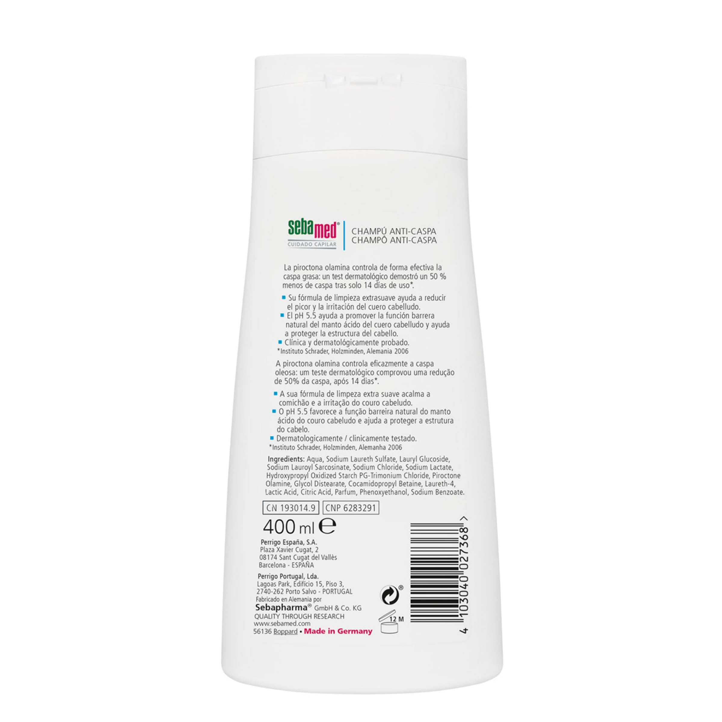 Sebamed Champú Anticaspa, Elimina la Caspa Grasa, Fórmula Extra Suave que Reduce el Picor e Irritación