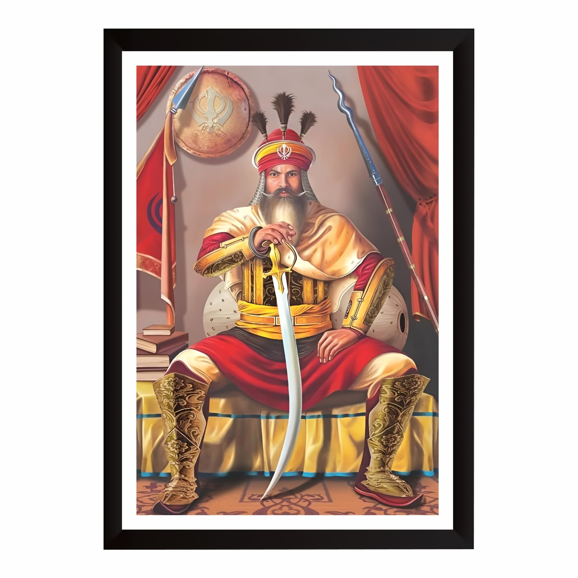 Tulani Designs Hari Singh Nalwa Wall Art | Sikh Warrior Heritage Framed Poster | Legendary Khalsa General Historical Artwork for Home, Office & Cultural Decor (19X27 Inch)-image-27