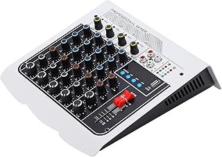 6 Channel Audio Mixer, Reverb and Delay Effect Metal Structure LCD Display US Plug AC100â€‘240V Sound Mixer Controller for Home Karaoke for Music Recording