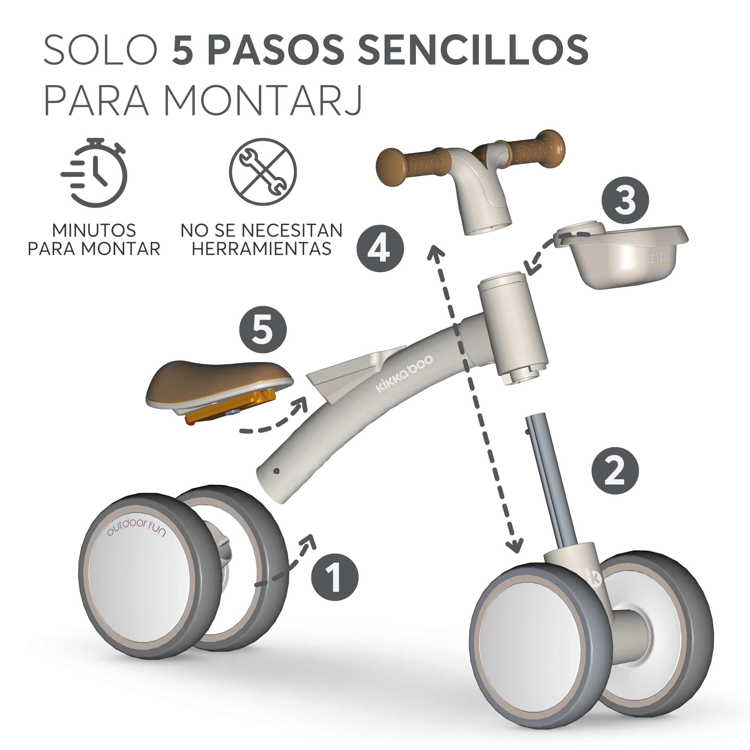 KikkaBoo Bicicleta Sin Pedales ZIPI, Correpasillos Bebé de 1 a 3 Años, Bicicleta Equilibrio, Bici Bebé con Canasta, Ajustable, Juguete para Niños, Azul