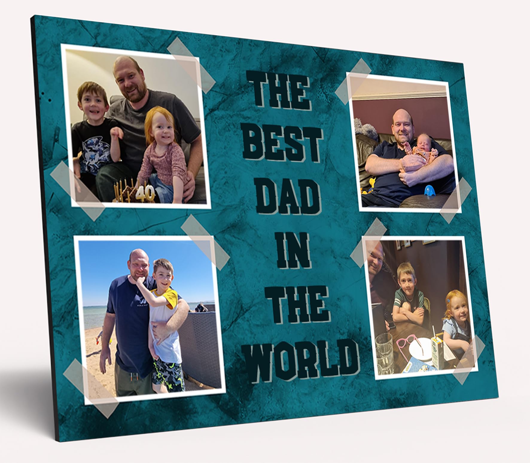 The Plum Penguin Personalised Dad Photo Gift from Kids Father's Day Memories Birthday Christmas Celebrate Custom Large Wooden Plaque for Best Dad Grandad