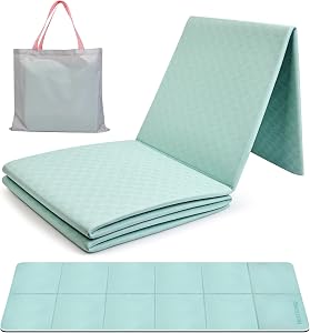 Foldable Yoga Mat, Non-Slip Exercise Mat with Storage Bag, Fitness Mat for Pilates and Stretching, 72" L x 24" W x 0.24" T, Suitable for Men and Women Beginners, Green