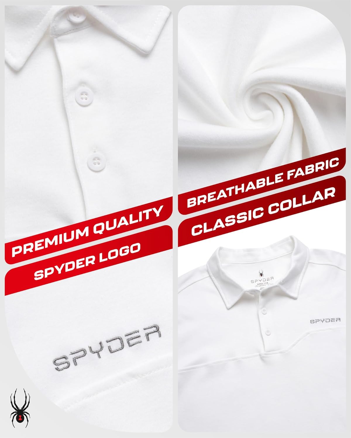 Spyder Mens Polo Shirts - Breathable Casual Cotton Short Sleeve Polo Shirt - Lightweight Collared Golf Shirts for Men - Image 5