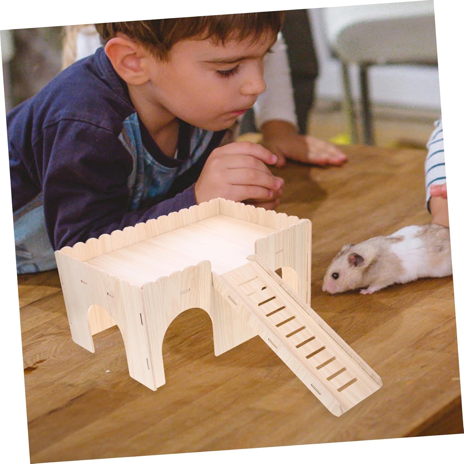 Wooden Hamster Villa Squirrel Habitat for House Warm Rat Shelter Indoor Chinchilla Hamster Accessories Home Decor Wooden Mini Castle Cage Accessories Small Pet Hut