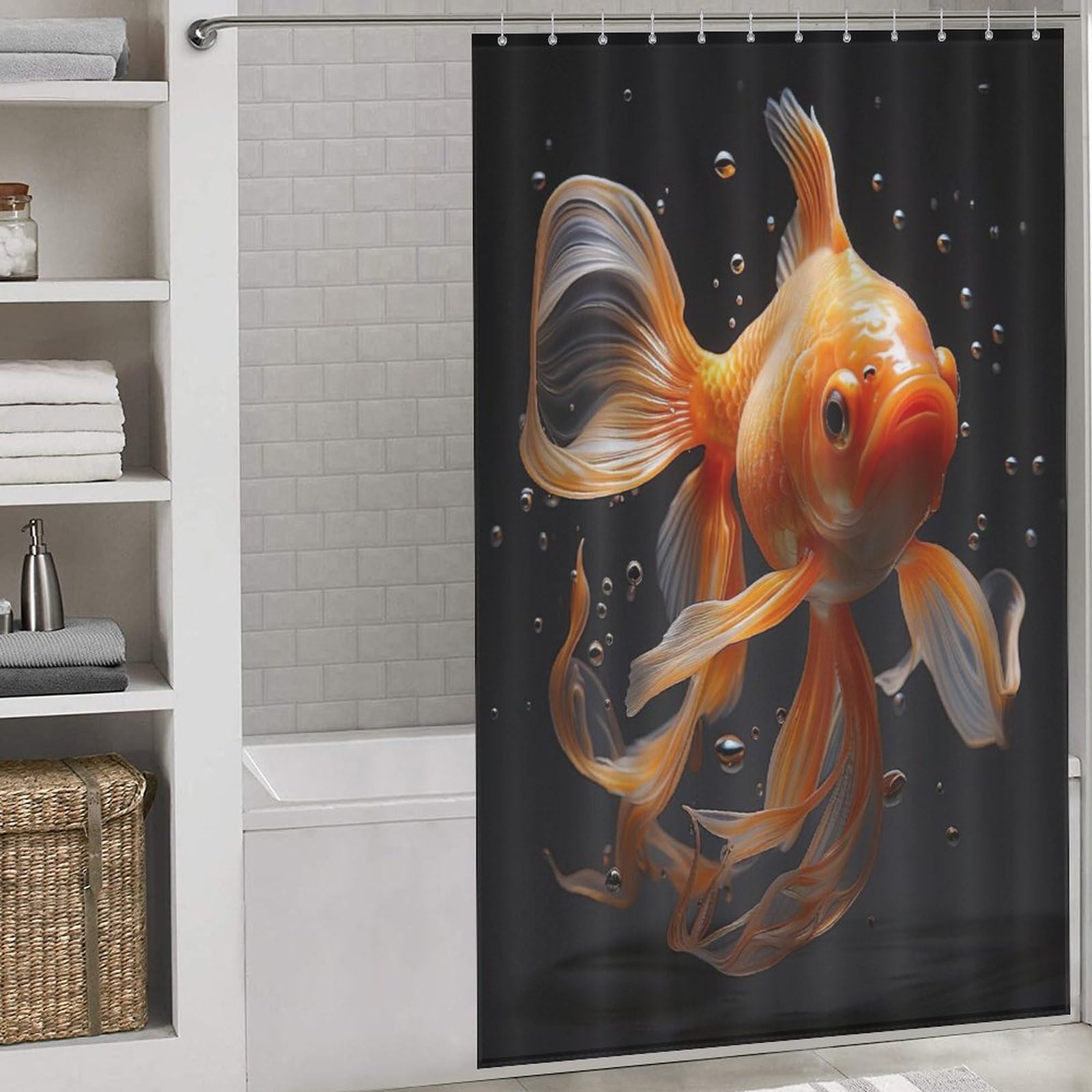 Rideau de douche poisson en polyester pour sublimer votre bain d'angle