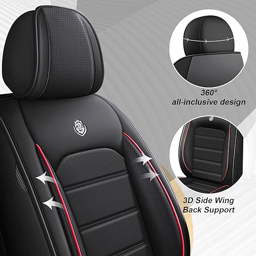 Miniatura 2 de Fundas de asiento delantero de automóvil para Mazda CX-5 2000-2024, 2 asientos de ajuste personalizado, funda protectora de cuero (barras negras y