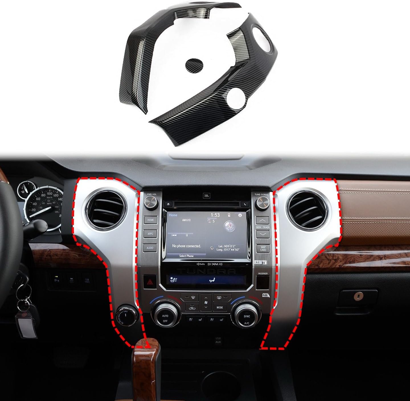 Carbon Fiber Grain Center A/C Air Outlet Vent Cover Trim Accessories for 2014-2021 Toyota Tundra