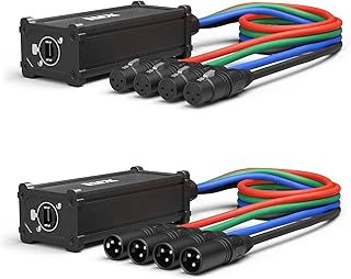 Pair of LyxPro Audio Snake 4 Channel XLR 3 Pin Multi Network Breakout for Stage Sound Lighting and Recording Studio XLR to RJ45 Ethercon