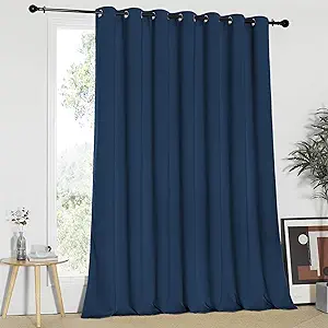 NICETOWN Blackout Patio Curtains 100 x 95 Inches Long for Sliding Door Extral Wide Blackout Curtain Panels Thermal Insulated Room Divider - Grommet Top, 100" W x 95" L, 1 Panel, Moroccan Blue