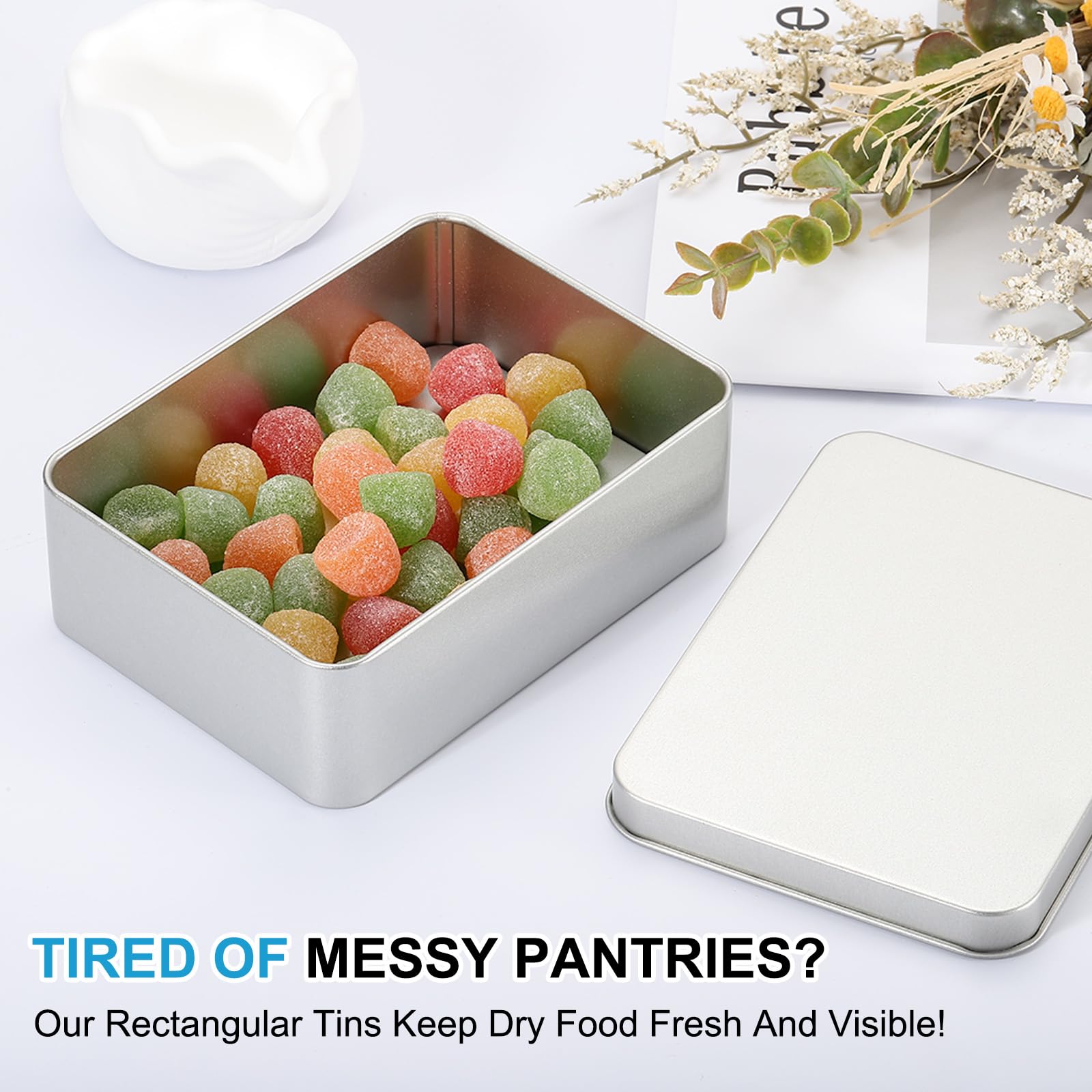 Amazon｜PATIKIL 金属缶箱 4.7×3.5×0.7インチ 長方形収納缶 蓋付き