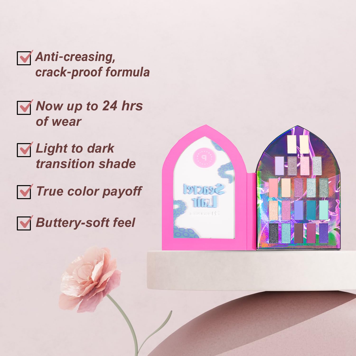 Profusion Cosmetics Seacret Lair 21 Shades EyeShadow Palette - Highly Pigmented Shades with Multi-Finish Textures, Long-Wearing & Blendable, Versatile Makeup Palette for Wedding, Party & Casual Looks - Image 5