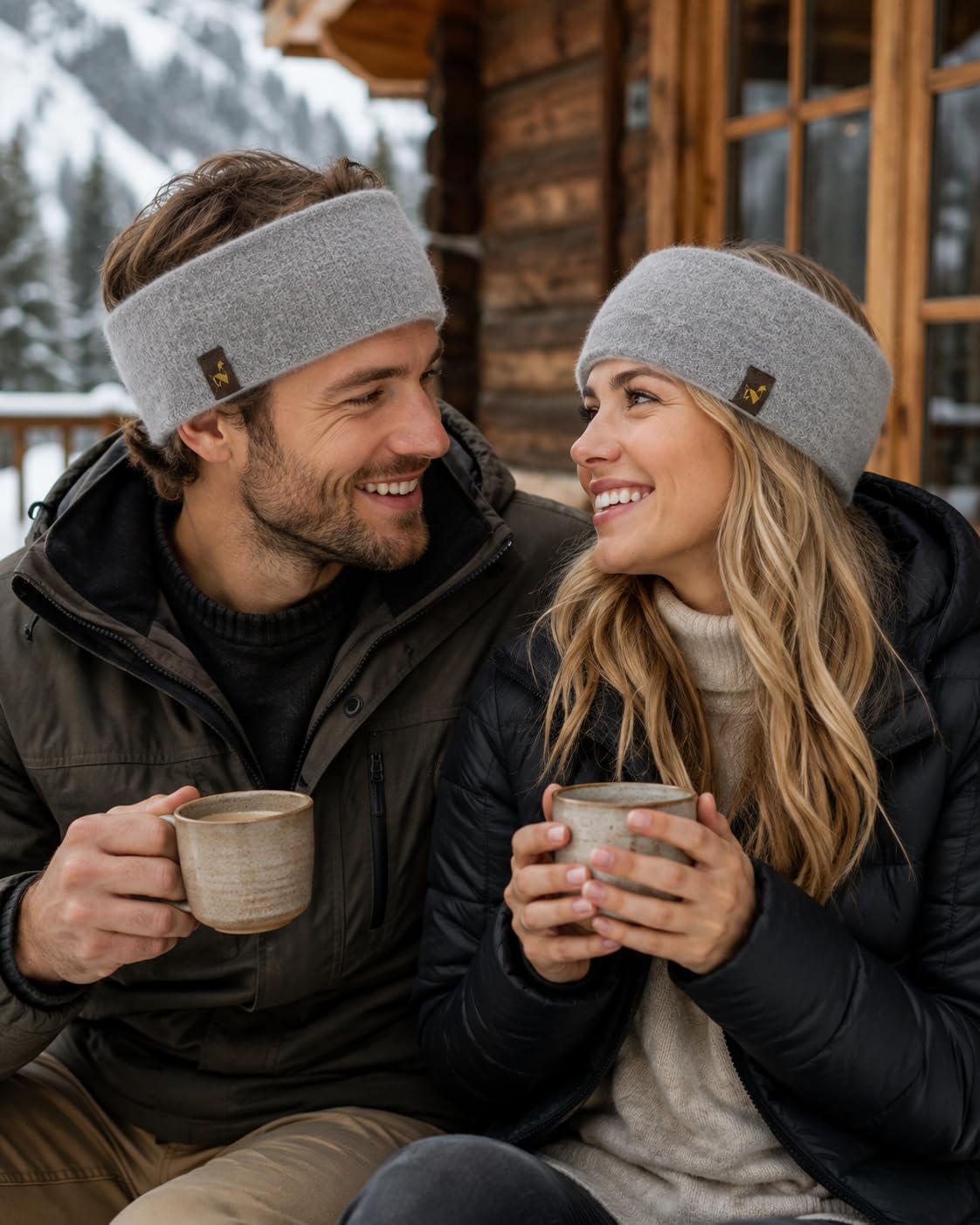 Stirnband aus 97% Alpaka – gewalkt, warm & windfest – elastisch – temperaturregulierend & atmungsaktiv – Winter-Stirnband für Damen & Herren, ideal für Outdoor Aktivitäten & Sport (hellgrau)
