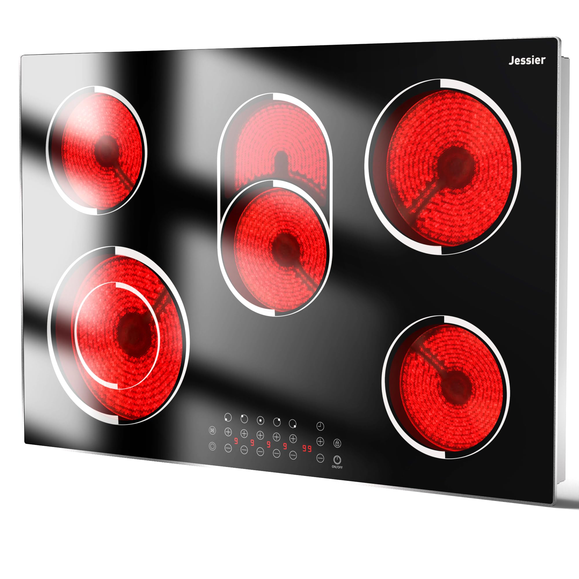 30 Inch Electric Cooktop 5 Burners 8600W High Power, Built-in 240V