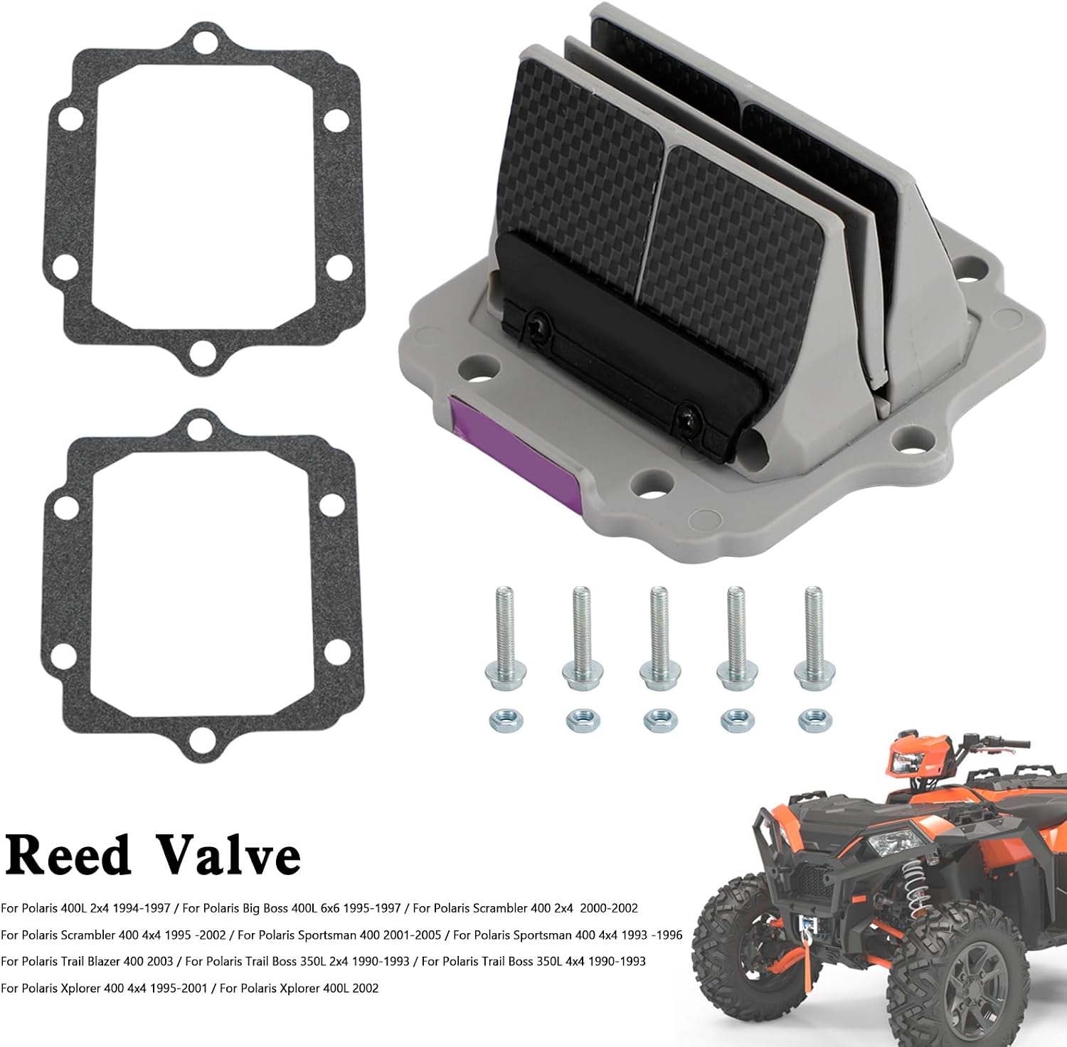 V2R131 Reed Valve for Polaris Big Boss Scrambler Sportsman Xplorer 400 For Polaris Xplorer 400 4x4 1995-2001 For Polaris Sportsman 400 2001-2005 For Polaris Scrambler 400 4x4 1995-2002