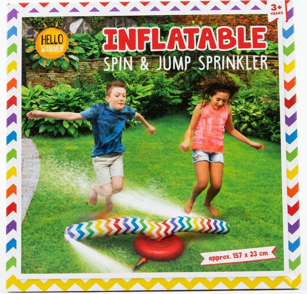 Hello Summer Inflatable Spin & Jump Sprinkler, Outdoor Water Toy for Kids, 157 x 23 cm, Ages 3+