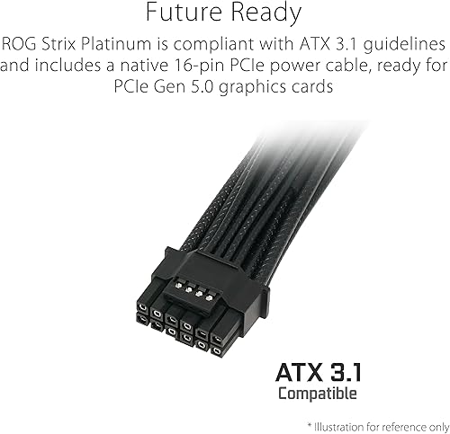 Miniatura 5 de ASUS ROG Strix 1000W Platinum Fuente de alimentación totalmente modular, certificado 80 Plus Platino, ATX 3.1, Cybenetics Lambda A+, MOSFET GaN,