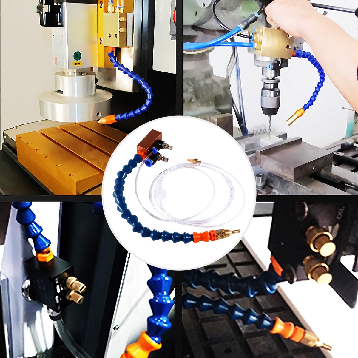 Boquilla de Lubricación para Torno Cnc 8 MM Sistema de Pulverización de Refrigerante de Niebla Ajustable Accesorio para Fresado y Taladrado Compatible Tubería Color Aleatorio