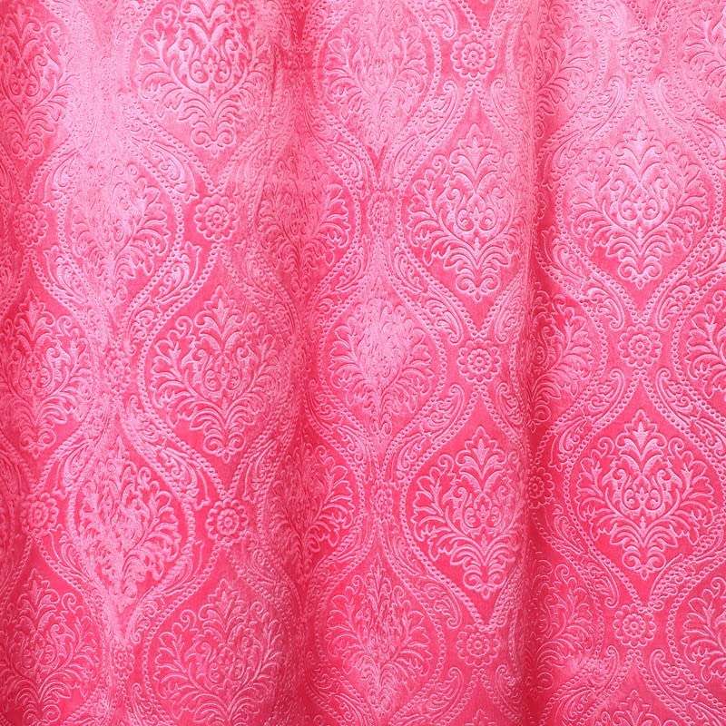 Image of Suede Velvet Embossed Room Darkening Door Curtain for Living Room, Bedroom, Hallway, 8 feet Long, Pink, Set of 1