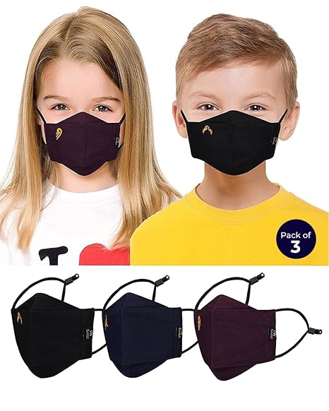 Cenwell Cotton Reusable, Washable & Breathable Face Mask with Adjustable Earloops and Without Valve for Boys Girls Children