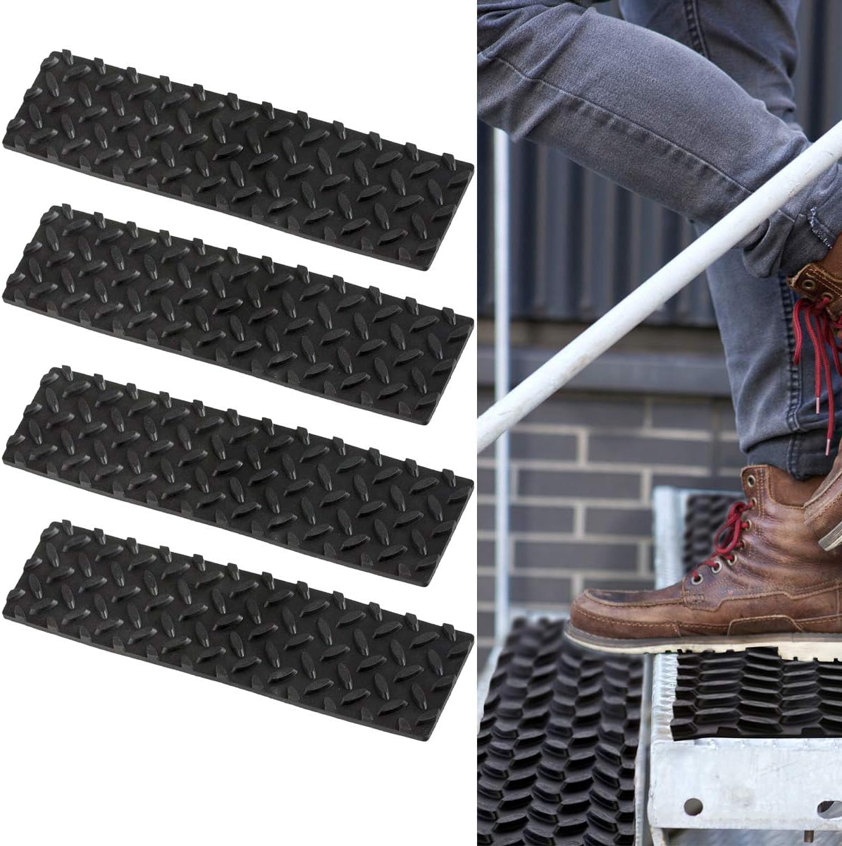 4" X 17-1/2" Self-Adhesive Non-Slip Rubber Safety Step