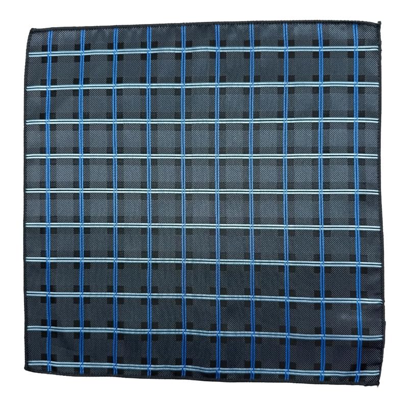 the tie hub Grey & Blue Checkered Microfiber Pocket Square Checkered Design for Men-picture-37