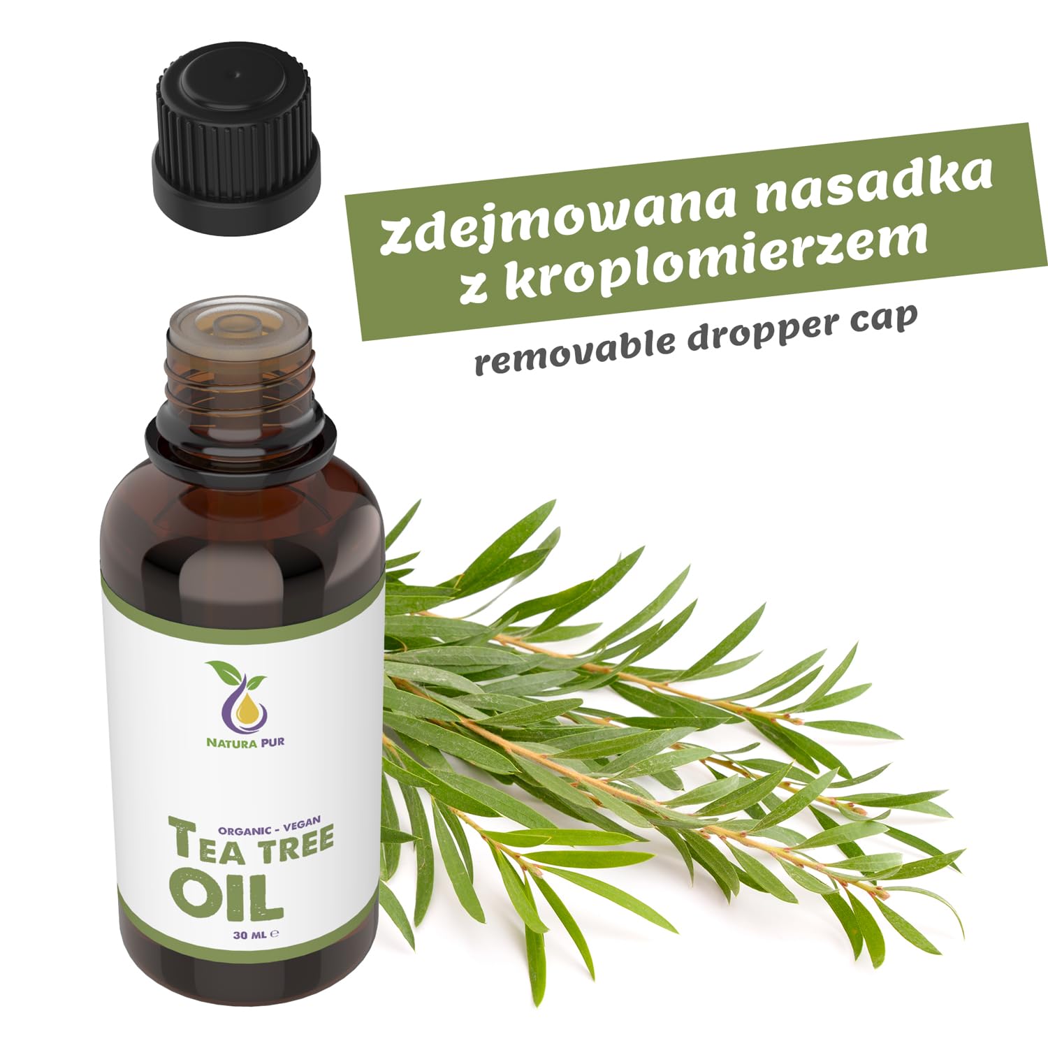 Olejek z Drzewa Herbacianego 30ml - 100% organiczny olejek eteryczny z Australii, wegański - Olejek do dyfuzora