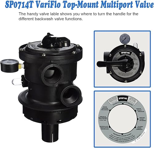 Miniatura 3 de SPX0714G - Adhesivo para placa de válvula de filtro de arena compatible con Hayward Multi-Port Valve Position Labe SP0714T SP0714 SP714, apto para