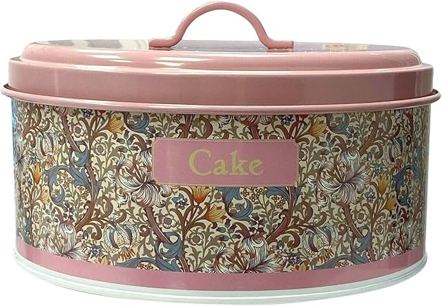 Large Metal Cake Tin William Morris Golden Lily Floral Pink Storage Container