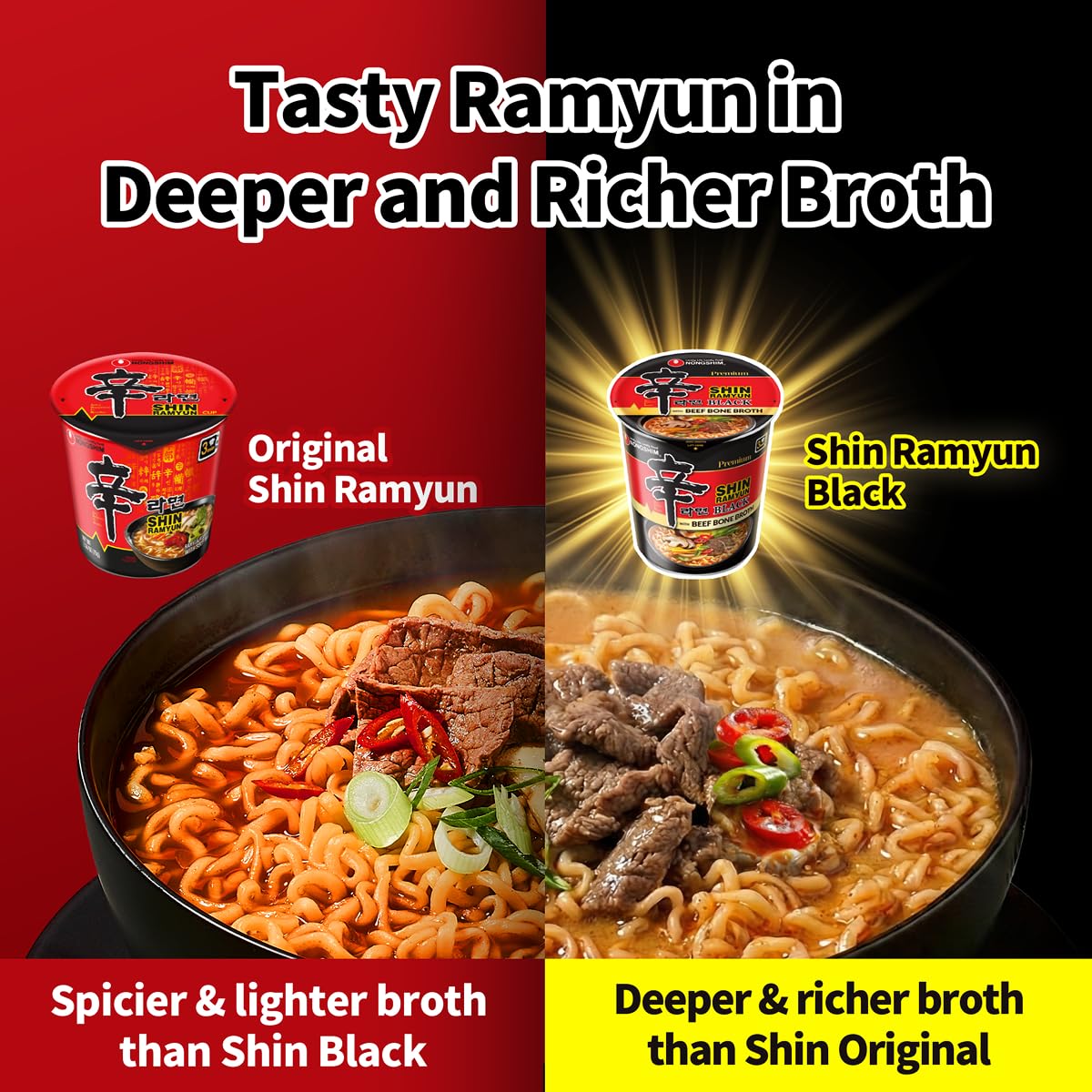 Nongshim Shin Black Noodle Soup, Spicy, 3.5 Ounce (Pack of 6)