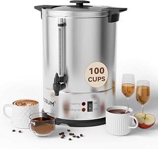 Moosum 100-Cup Commercial Coffee Urn - 4 Gallon Stainless Steel Hot Water Dispenser, 1500W Fast Brew for Events & Offices