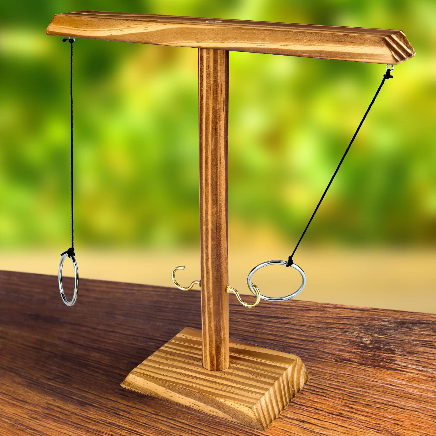 Jeu De Lancer D'anneaux En Bois Deluxe - Le Jeu De Fête Action Ring-Haken ; Ring Toss Hook Battle-Game En Version Luxe - Des Duels Passionnants Pour Les Fêtes (Version Améliorée 2.0