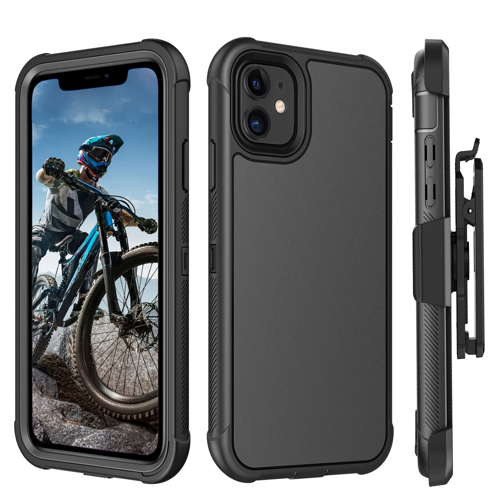 VENINGO iPhone 11 Case, iphone 11 phone case, Heavy Duty 3 Layers with Kickstand Belt Clip Holster Shockproof Full Body Rugged Hybrid Hard PC Bumper