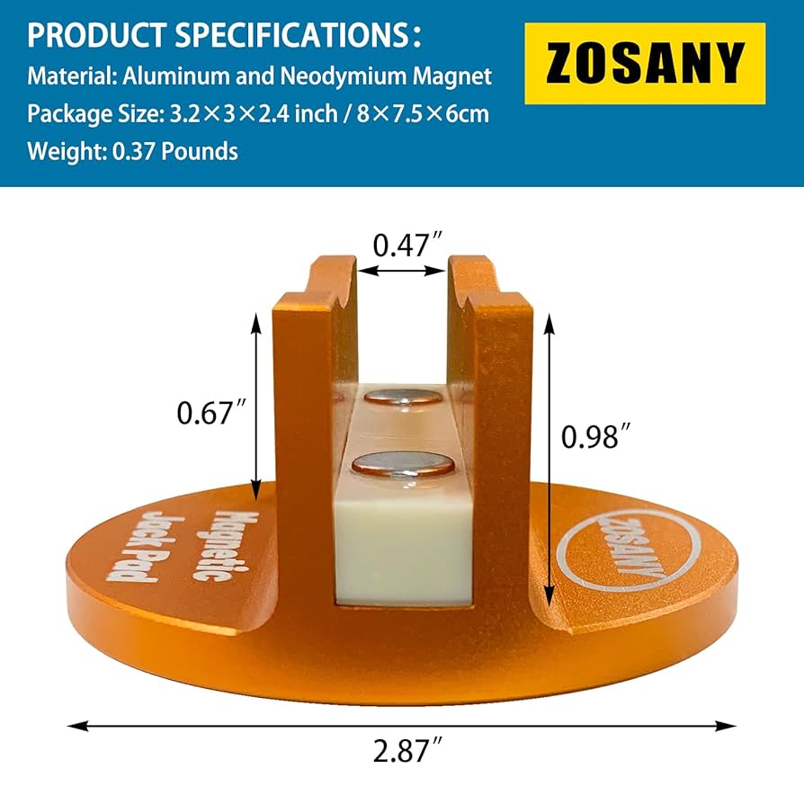 MINLIXIN Magnetic Jack Pad Weld Frame Rail Adapter Aluminum Slotted Pinch Weld Jack Pad Magnetic Jack Pad Pinch Weld Jack Pad Slotted Universal Magne