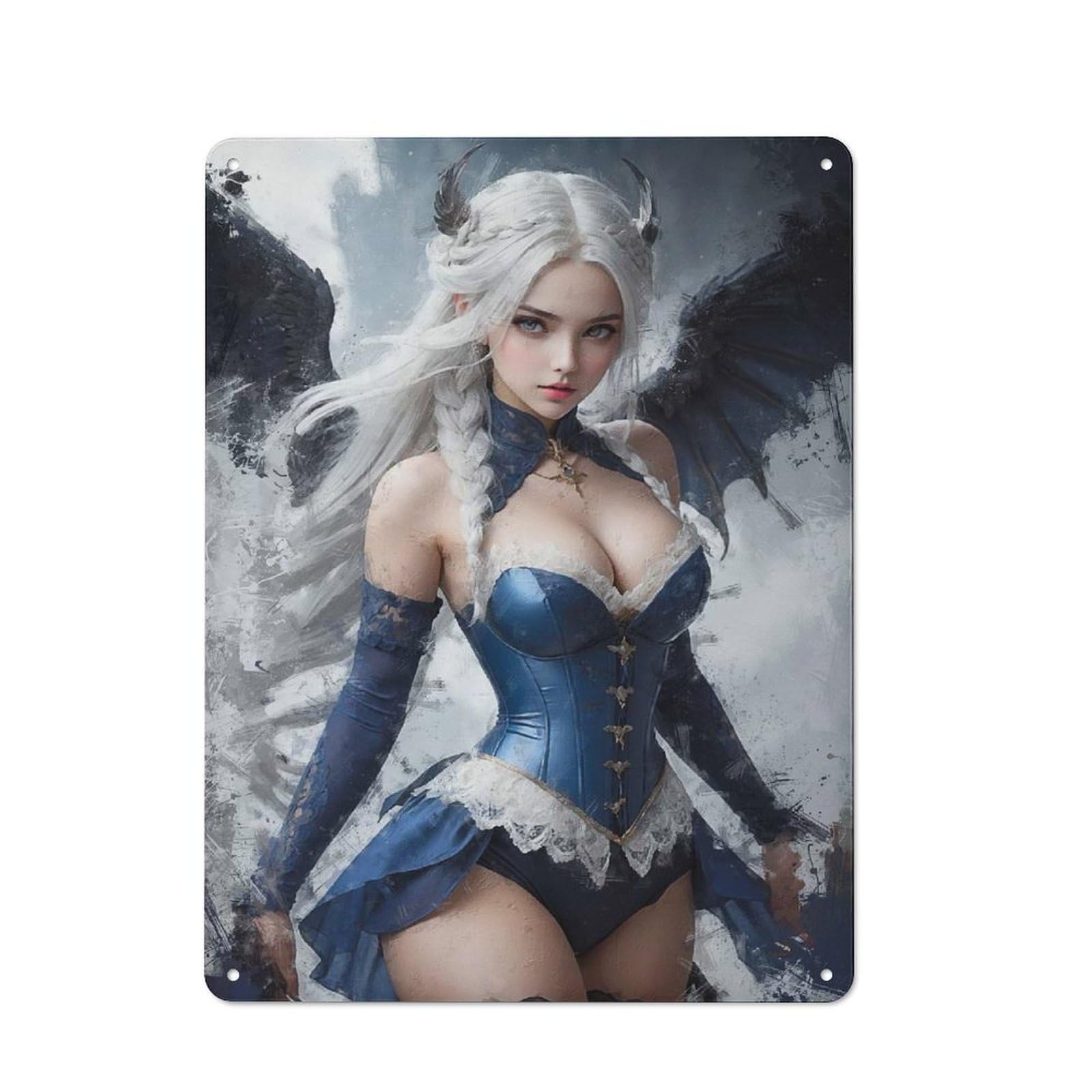 Junmoney Girls Style-21 A Of Sapphire Feather Metal Gift Sign 40X30cm, Vintage Home Wall Decor For Home, Shop, Pub Or Studio Wall