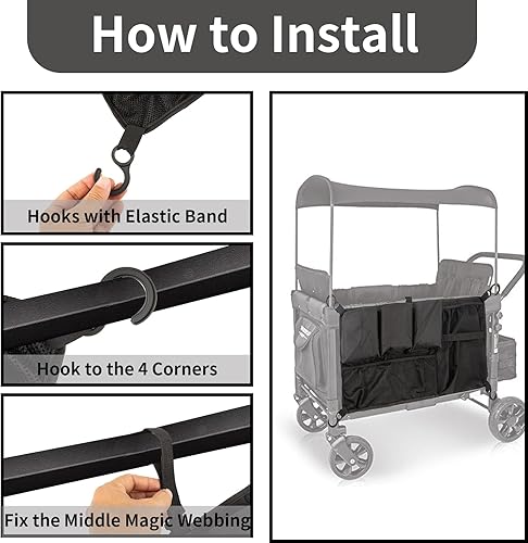 Miniatura 5 de Red de carga con múltiples bolsillos para cochecito, red de carga para cochecito, organizador de cochecito Oxford, espacio de almacenamiento