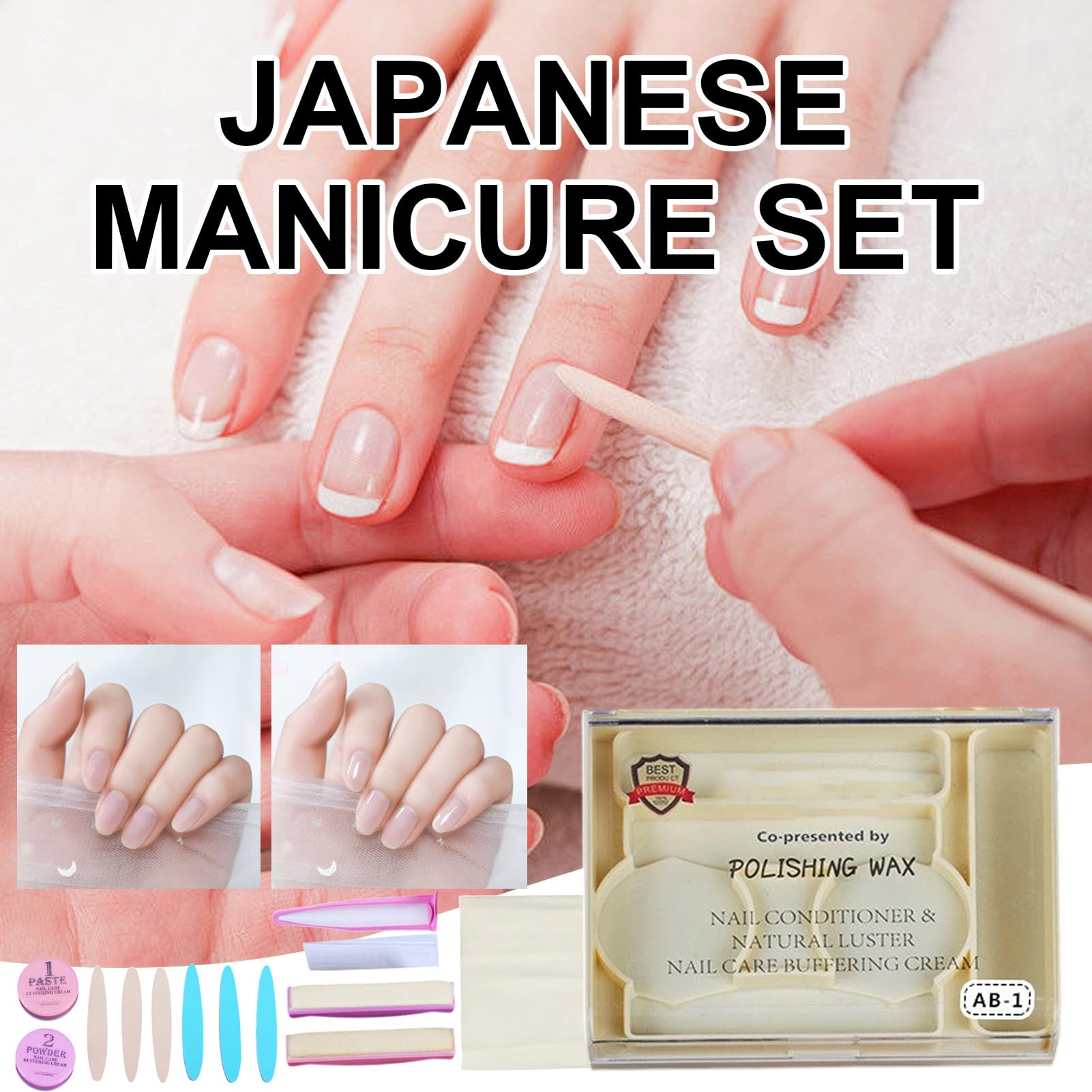 Set Manicure Giapponese, Manicure Giapponese Kit, Contiene Strumenti Di Lucidatura Di Precisione E Prodotti Per La Cura Delle Unghie, Una Soluzione Completa Dal Pretrattamento Alla Lucidatura Finale