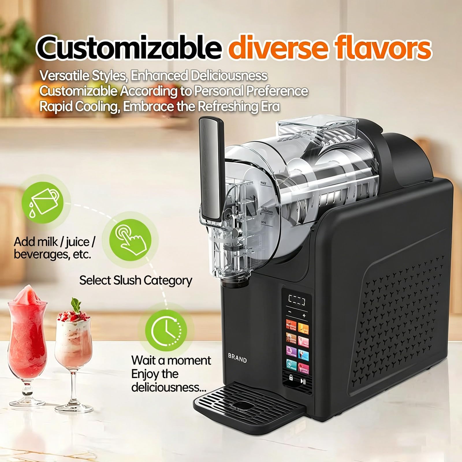 Máquina De Granizados Comercial, 2 L, para Margaritas Congeladas con Controles Independientes Y Pantalla LED, Ideal para Bares Y Restaurantes De Alto Tránsito. DoubleBowl-Black