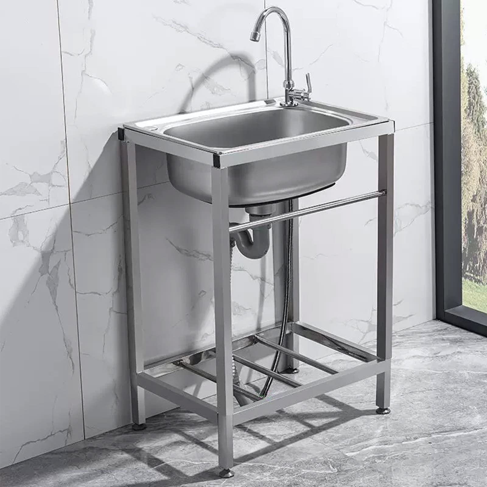 Évier extérieur acier inoxydable 304 sur pied de cuisine garage