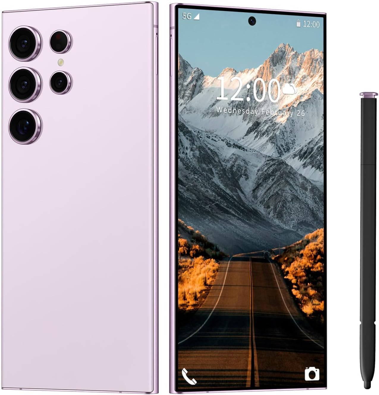 I24 Ultra Unlocked Phone 12+512GB,Built in Pen the Phone,Smartphone Battery 6800mAh 6.82" HD Screen,Android 14.0 with 128GB Memory Card cell phone,Face ID/5G/Fingerprint Lock/GPS (Purple, 12+512)