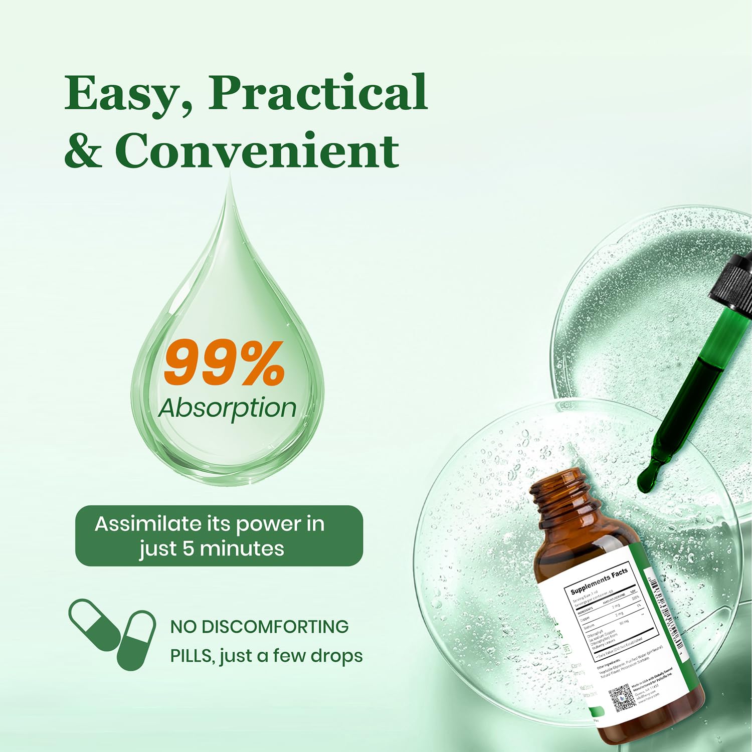 Heivy Chlorophyll Liquid Drops 50mg, 2 fl oz, Natural Flavor — Amazon image 5