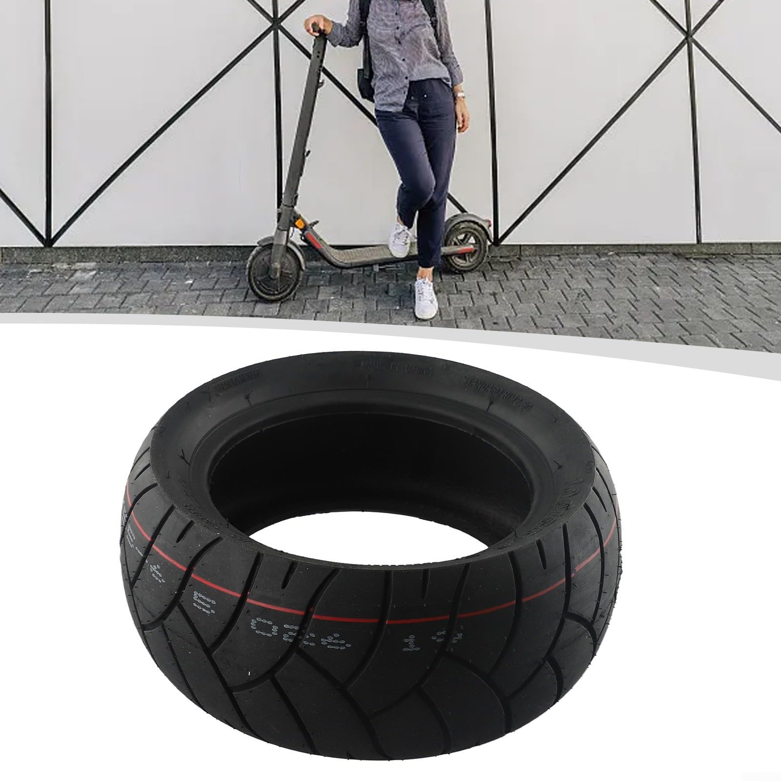 Neumático sin cámara de 11 pulgadas 90/65-6.5 & 100/55-6.5 para patinete eléctrico, neumático de goma resistente y duradero con fuerte agarre, rueda negra todo terreno para patinetes