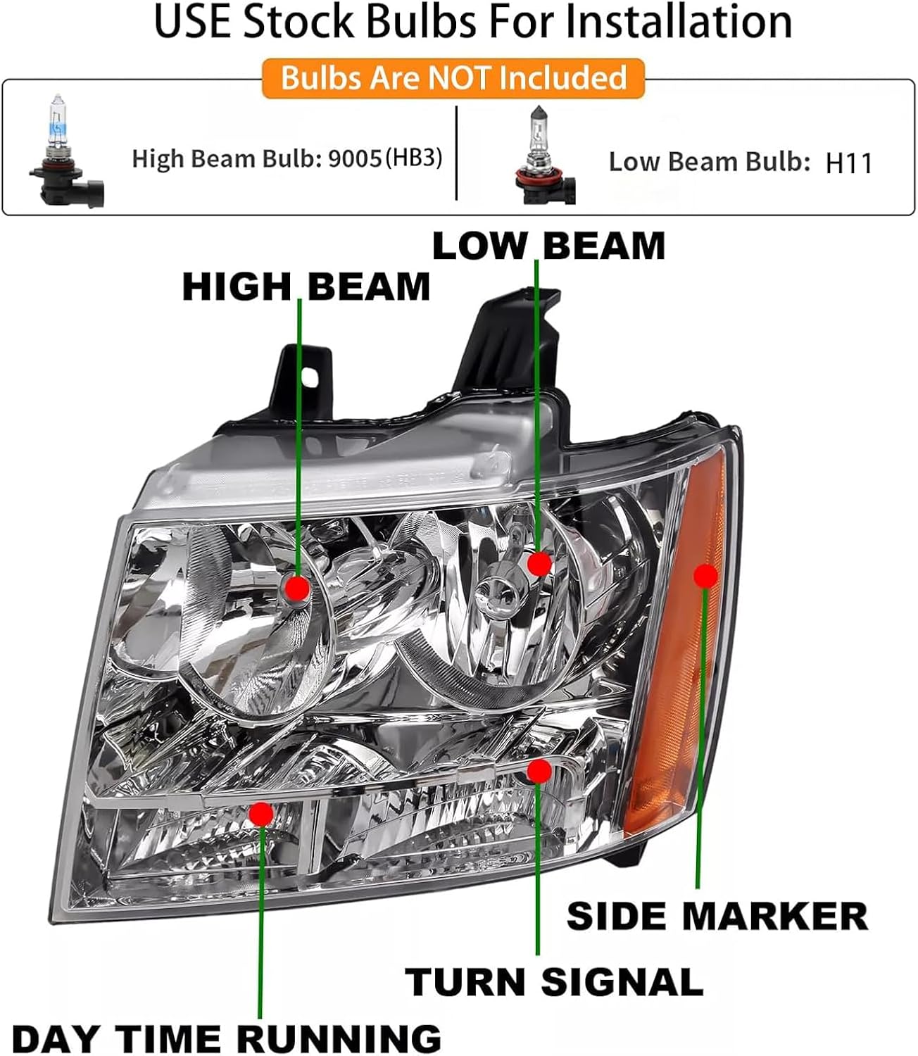Condition photo showing New/Like New for headlights and tail lights assembly kit for 2007-2014 chevy suburban 1500 2500/2007-2014 chevy tahoe ltz ls lt replacement front clear headlamps and rear red brake lamps driver passenger side(lh&rh)