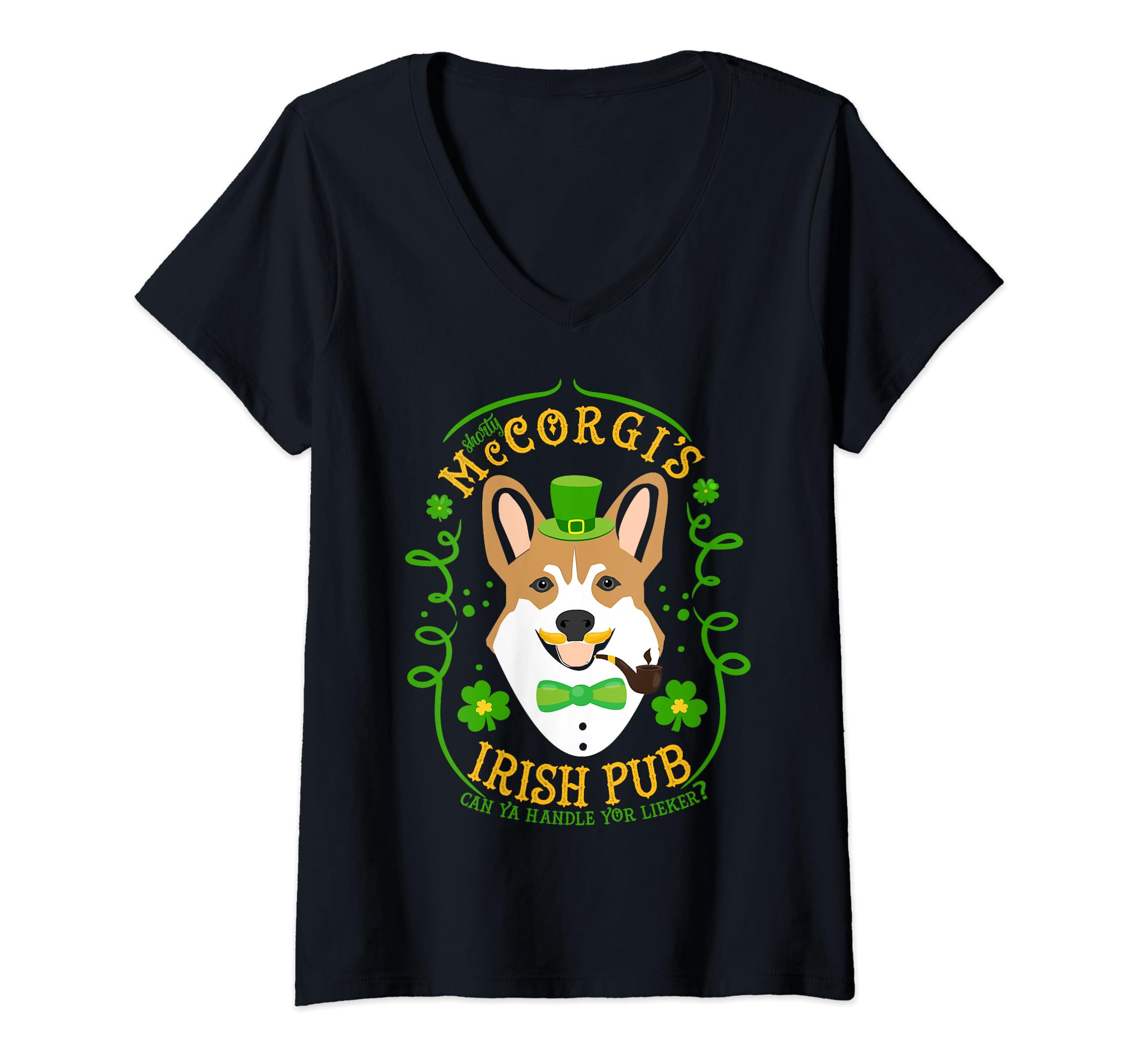 Corgi Dog Lover St Patrick's Day Shorty McCorgi Irish Pub V-Neck T-Shirt