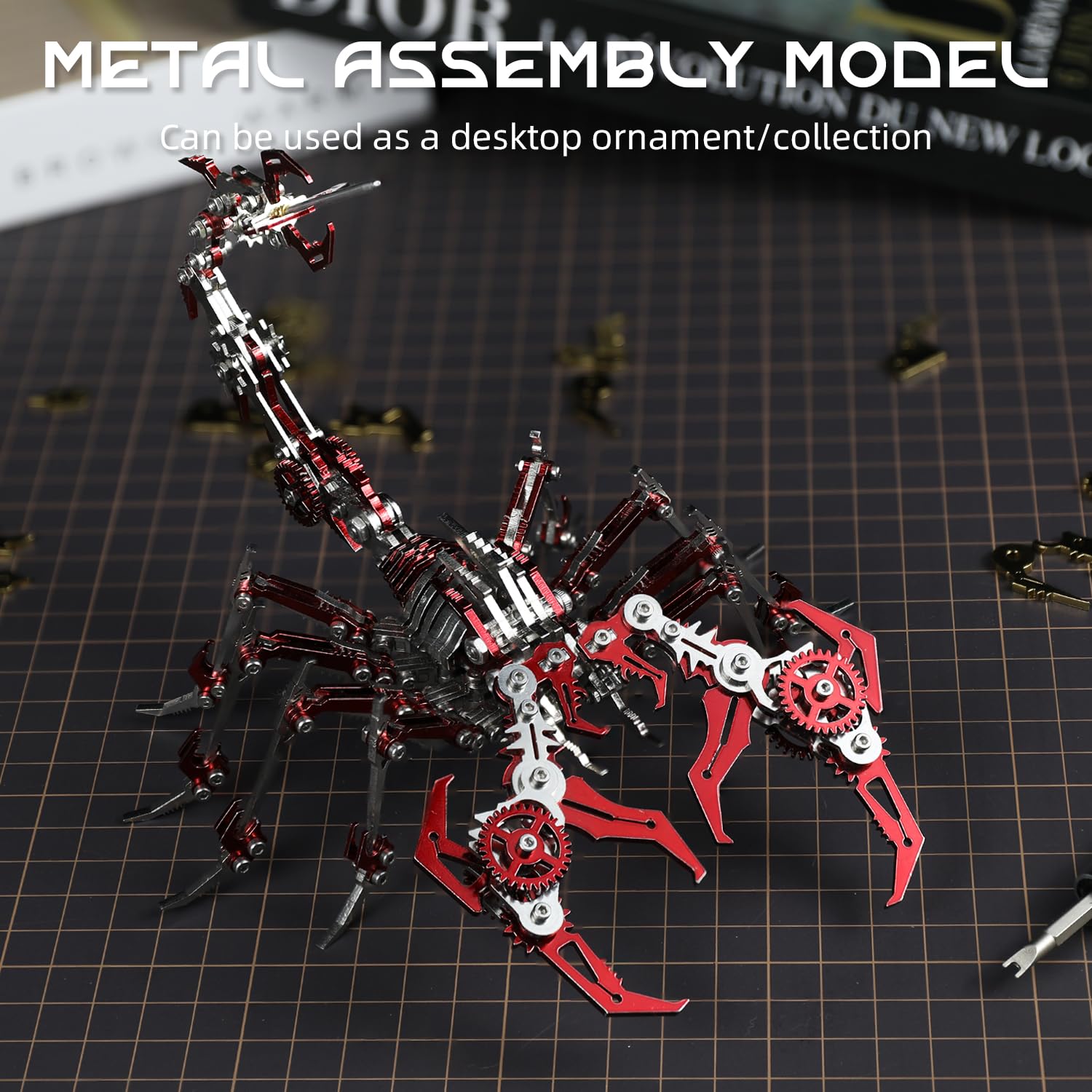 Metalowe puzzle 3D Scorpio dla dorosłych DIY zestaw do budowy mechanicznej z fajnym narzędziem do dekoracji biurka dla mężczyzn lub miłośnika budownictwa 3D