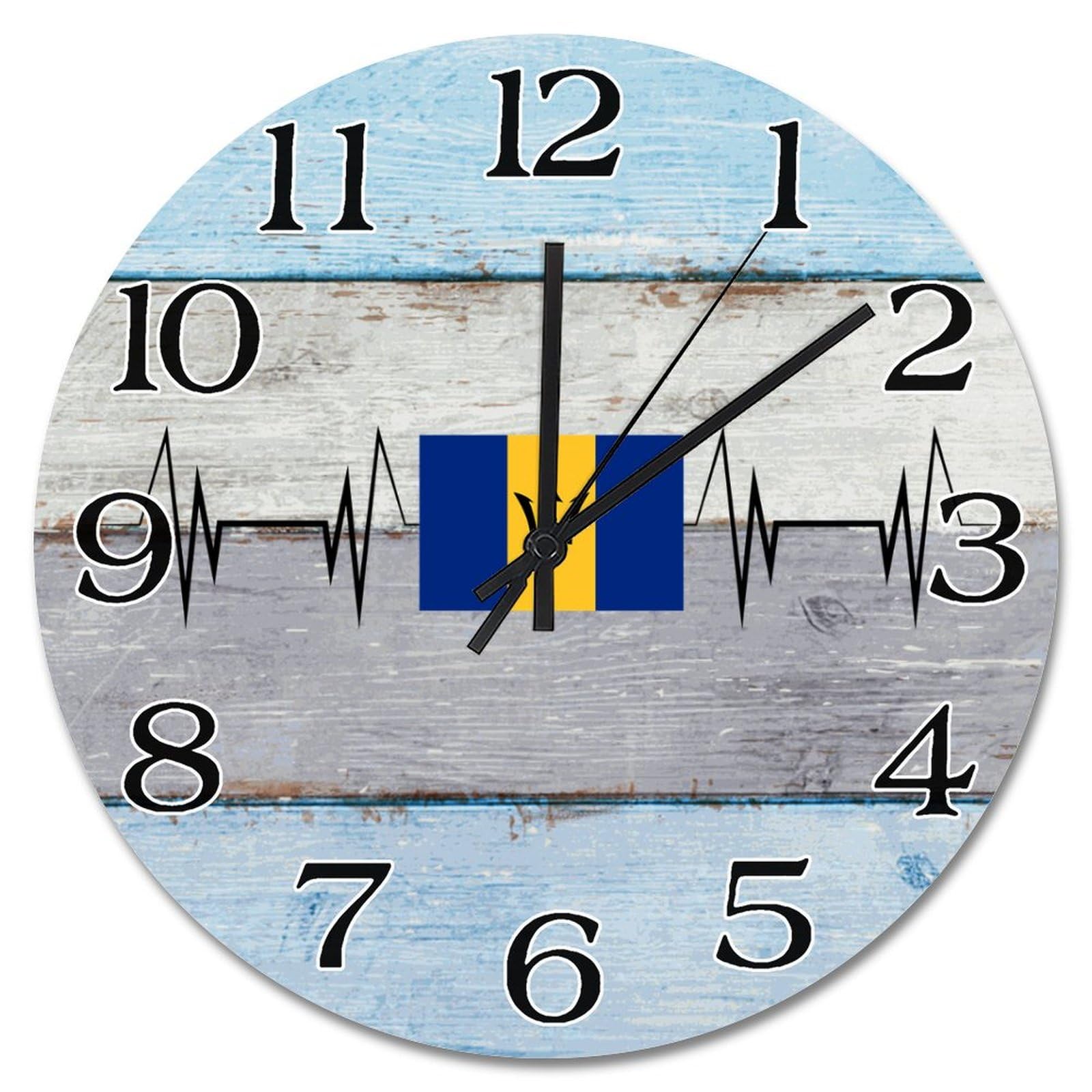 Horloge murale ronde décorative drapeau Barbade 38 cm pour chambre
