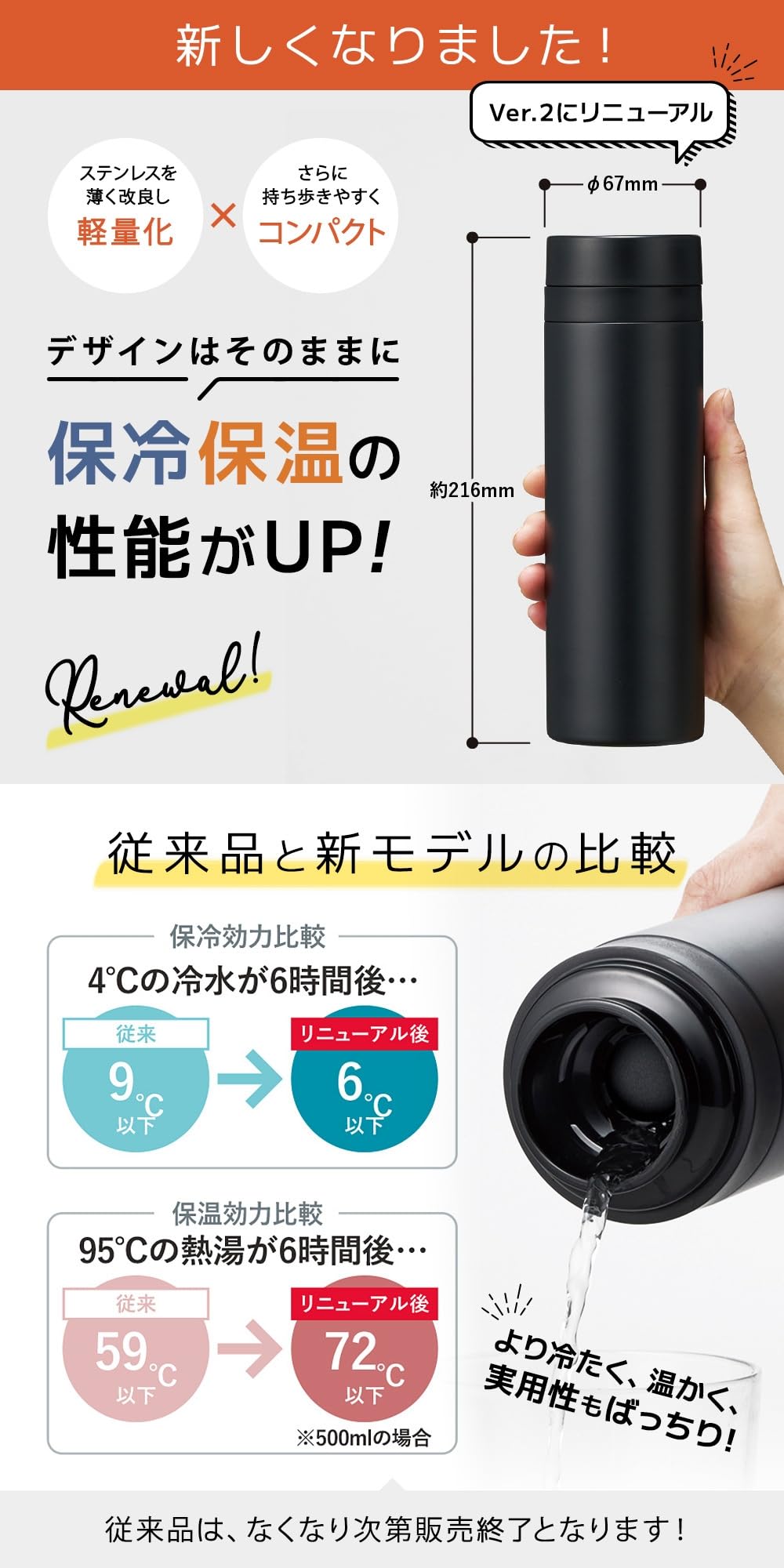 Amazon | 名入れ THE WOW ステンレスボトル 500ml 【名入れ対応